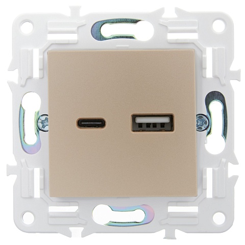 IEK SKANDY Шампань Розетка USB A+C 3,1А SK-R14Sh
