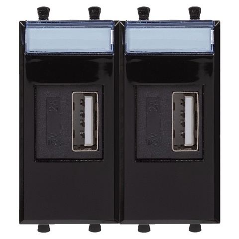 DKC Avanti Черный квадрат Зарядное устройство USB 2.1А 2 модуля