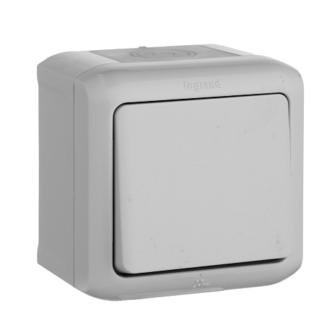 Legrand Quteo Сер Выключатель 1-клавишный IP44 10А