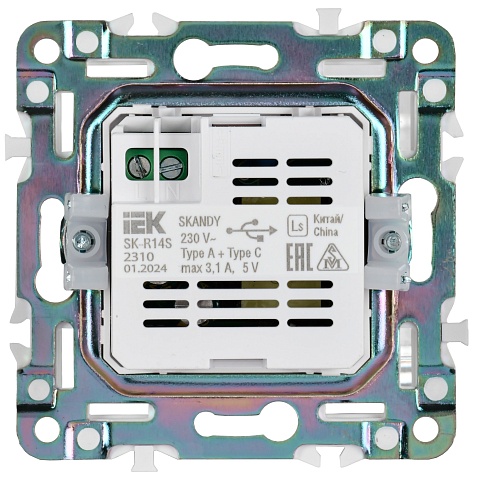 IEK SKANDY Никель Розетка USB A+C 18Вт SK-R13N