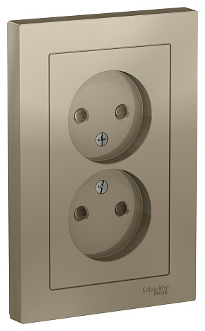 SE AtlasDesign Шампань Розетка б/з двойная, со шторками,16А, в сборе