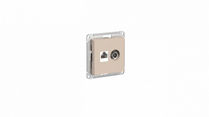 SE AtlasDesign Песочный Розетка двойная ТВ + компьютерная RJ45, кат. 5Е