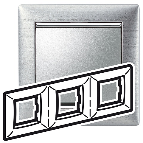 Legrand Valena Алюминий матовый Рамка 3-ая гориз