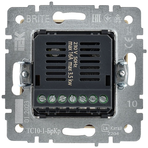 IEK BRITE BASE Бежевый Термостат электронный с инд. ТС10-1-БрКр (терморегулятор)