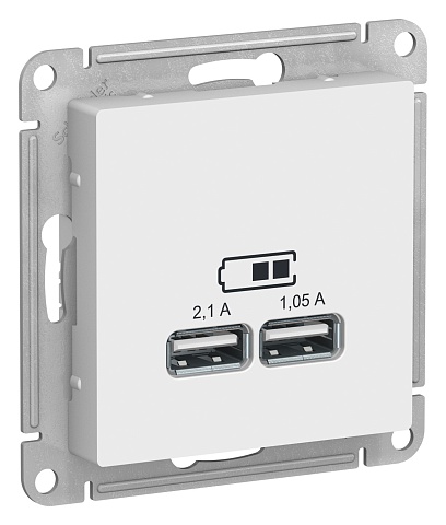 SE AtlasDesign Бел USB, 5В, 1 порт x 2,1 А, 2 порта х 1,05 А, механизм