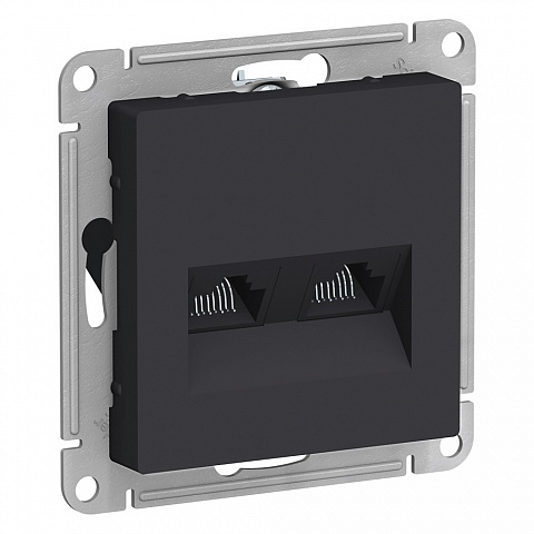 SE AtlasDesign Карбон Розетка двойная компьютерная RJ45+RJ45, кат.5E, механизм