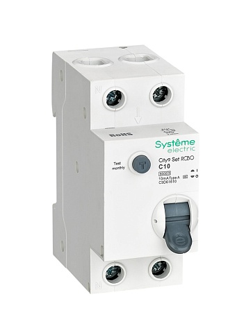 Systeme Electric City9 Set Авт. выкл. диф. тока (АВДТ) 1P+N С 10А 6kA 10мА Тип-A 230В