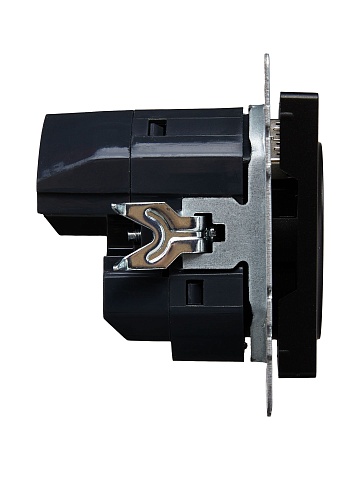 IEK BRITE Роз. с з/к/ш 16А с USB A+A 2,1А РЮш10-1-БрЧ черн.