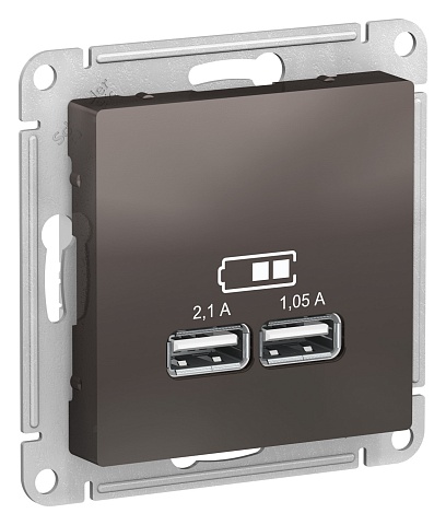 SE AtlasDesign Мокко USB, 5В, 1 порт x 2,1 А, 2 порта х 1,05 А, механизм
