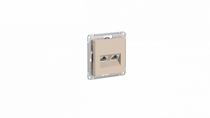 SE AtlasDesign Песочный Розетка двойная компьютерная RJ45+RJ45, кат.5E, механизм