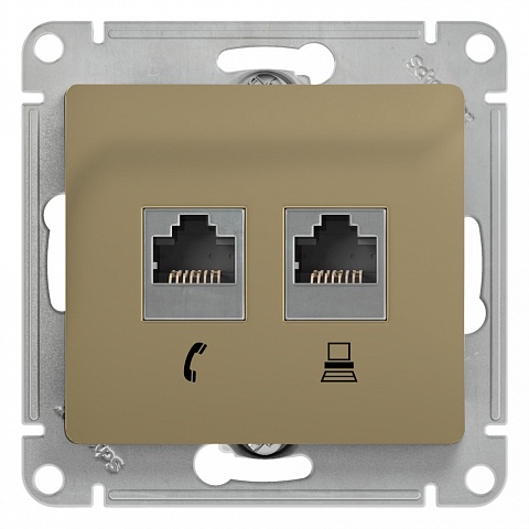 SE Glossa Титан Розетка 2-я RJ11+RJ45, кат.5E