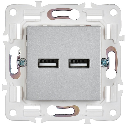IEK SKANDY Серебряный Розетка USB A+A 3,1А SK-R15S