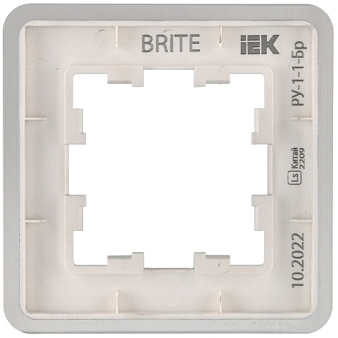 IEK BRITE DECOR Алюминий/алюм металл. скругл.угол Рамка 1-мест. РУ-1-1-Бр RE AL