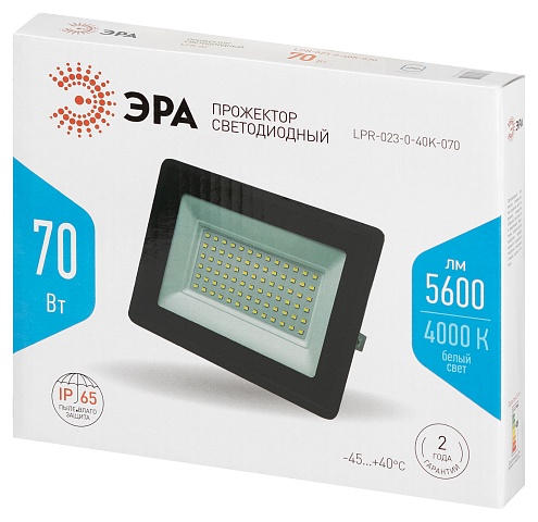 ЭРА Прожектор светодиодный уличный LPR-023-0-40K-070 70Вт 4000K IP65 гарантия 2 года