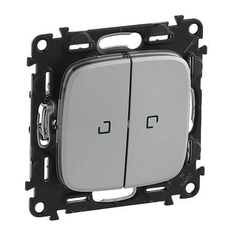 Legrand Valena ALLURE DIY Алюм Переключатель 2-клавишный с подсветкой 10А 250В