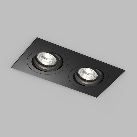 Denkirs DK2112-BK Встраиваемый влагозащищённый светильник HYDRO, IP44, 2×15 Вт LED макс., GU10, алюминий, чёрный