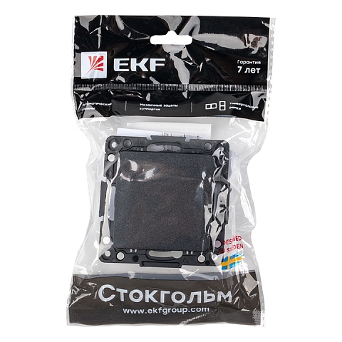 EKF PROxima Стокгольм Черный Выключатель проходной 1-кл, 10А