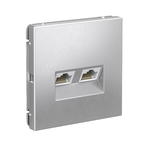Systeme Electric ArtGallery Алюминий Розетка двойная компьютерная RJ45+RJ45, кат. 5е, механизм