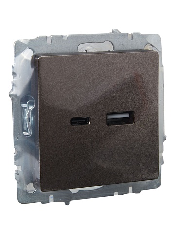 IEK BRITE Роз. USB A+C 18Вт РЮ11-1-БрТБ бр.