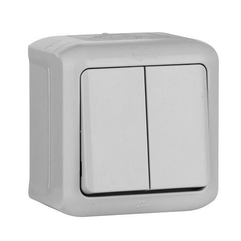 Legrand Quteo Сер Выключатель 2-клавишный IP44 10А