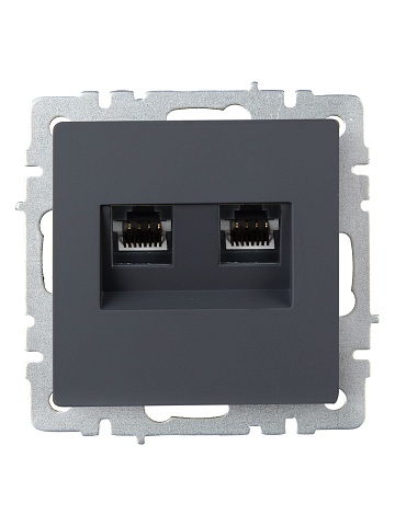 IEK BRITE BASE Графит Розетка комп. 2-ая RJ45 кат.6 РК11-2-БрГ