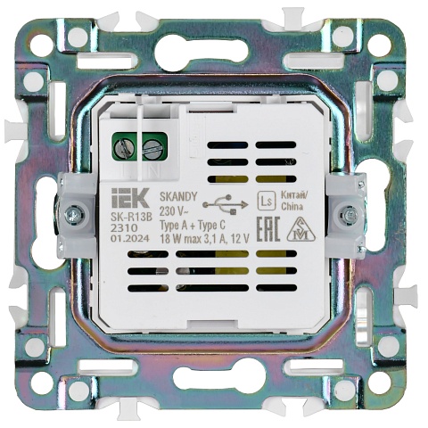 IEK SKANDY Графит Розетка USB A+C 18Вт SK-R13G