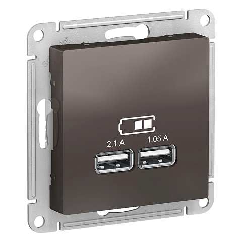 SE AtlasDesign Мокко USB, 5В, 1 порт x 2,1 А, 2 порта х 1,05 А, механизм