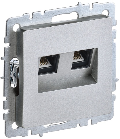IEK BRITE BASE Алюминий Розетка комп. 2-ая RJ45 кат.6 РК11-2-БрА
