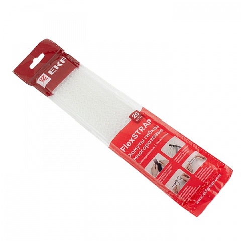 EKF PROxima Хомут гибкий (20 шт.) белый FlexSTRAP