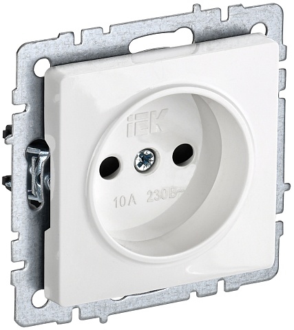 IEK BRITE Розетка 1-местная без заземления без защитных шторок 10А РС10-1-0-БрБ белый