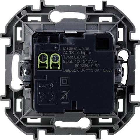 Legrand INSPIRIA Антрацит Зарядное устройство с двумя USB-разьемами A-C 240В/5В 3000мА