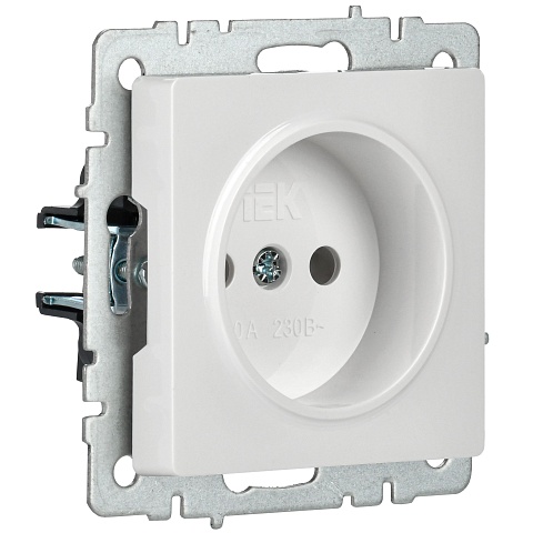 IEK BRITE Розетка 1-местная без заземления без защитных шторок 10А РС10-1-0-БрБ белый