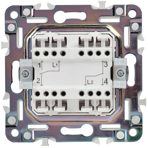 IEK SKANDY Арктический белый Выключатель 2-клавишный перекрестный 10А SK-V06W
