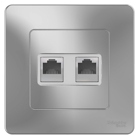 SE Blanca внутр Алюминий Розетка 2-ая компьютерная RJ45
