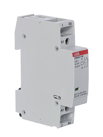 ABB Контактор ESB20-11N-06 модульный (20А АС-1, 1НО+1НЗ), катушка 230В AC/DC