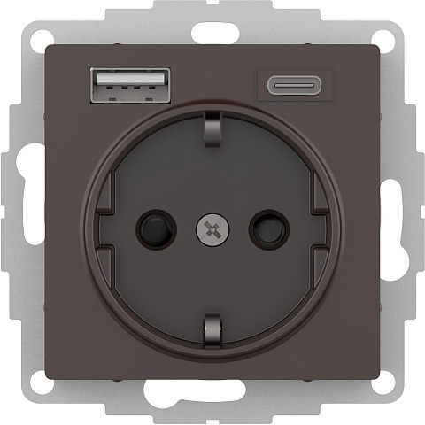 SE AtlasDesign Мокко Розетка 16А с USB A+C (5В/2,4А/3 А, 2х5В/1,5А), мех
