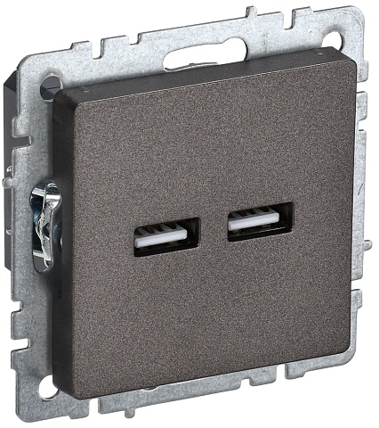 IEK BRITE Роз. USB A+A 3,1А РЮ10-1-БрТБ бр.